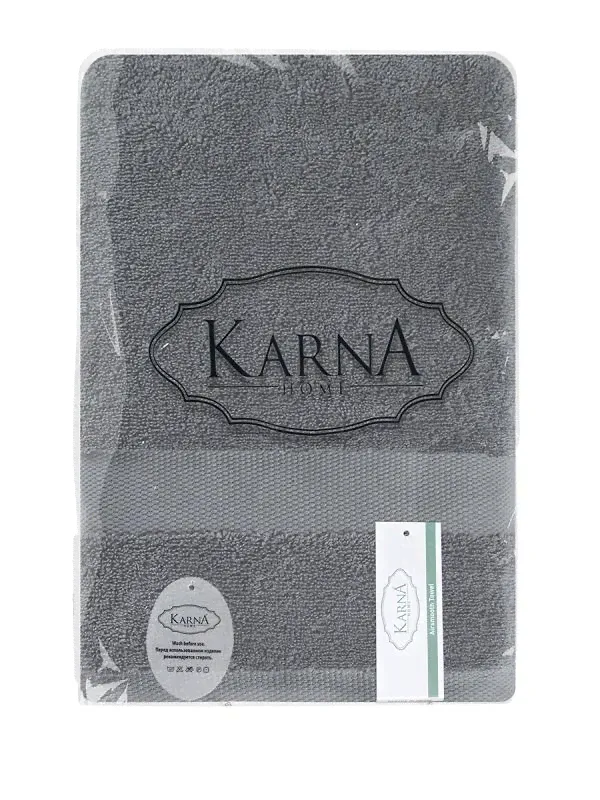 Полотенце хлопковое махровое KARNA AREL серое 50х100-1
