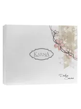 Постельное белье "KARNA" STRIPE DELUX сатин Евро, Белый