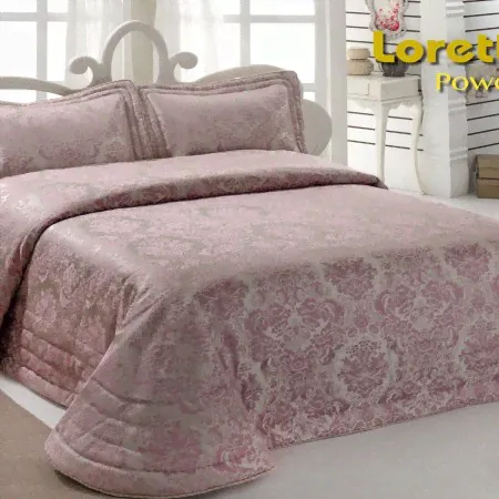 Покрывало жаккард "KARNA" LORETTA 250x270 (50x70+5)*2см Пудра